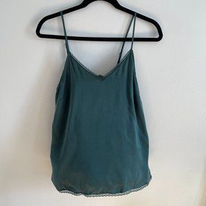 Anthropologie Silk & Lace Green Cami - Size Small